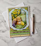 Easter Wishes Bunny Chick Daffodils Spring Countryside 3D Luxury Handmade Card - Image 1
