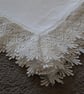 Handmade Linen Viscose Christening Shawl – Wide Lace Trim - Image 2