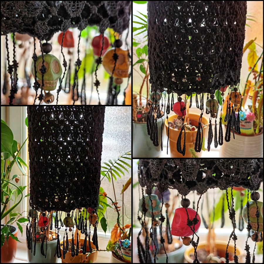 Goth, Halloween lantern, light shade with skulls
