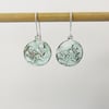 Organic Shaped Enamel on Copper Leaf textured Drop Dangle Earrings