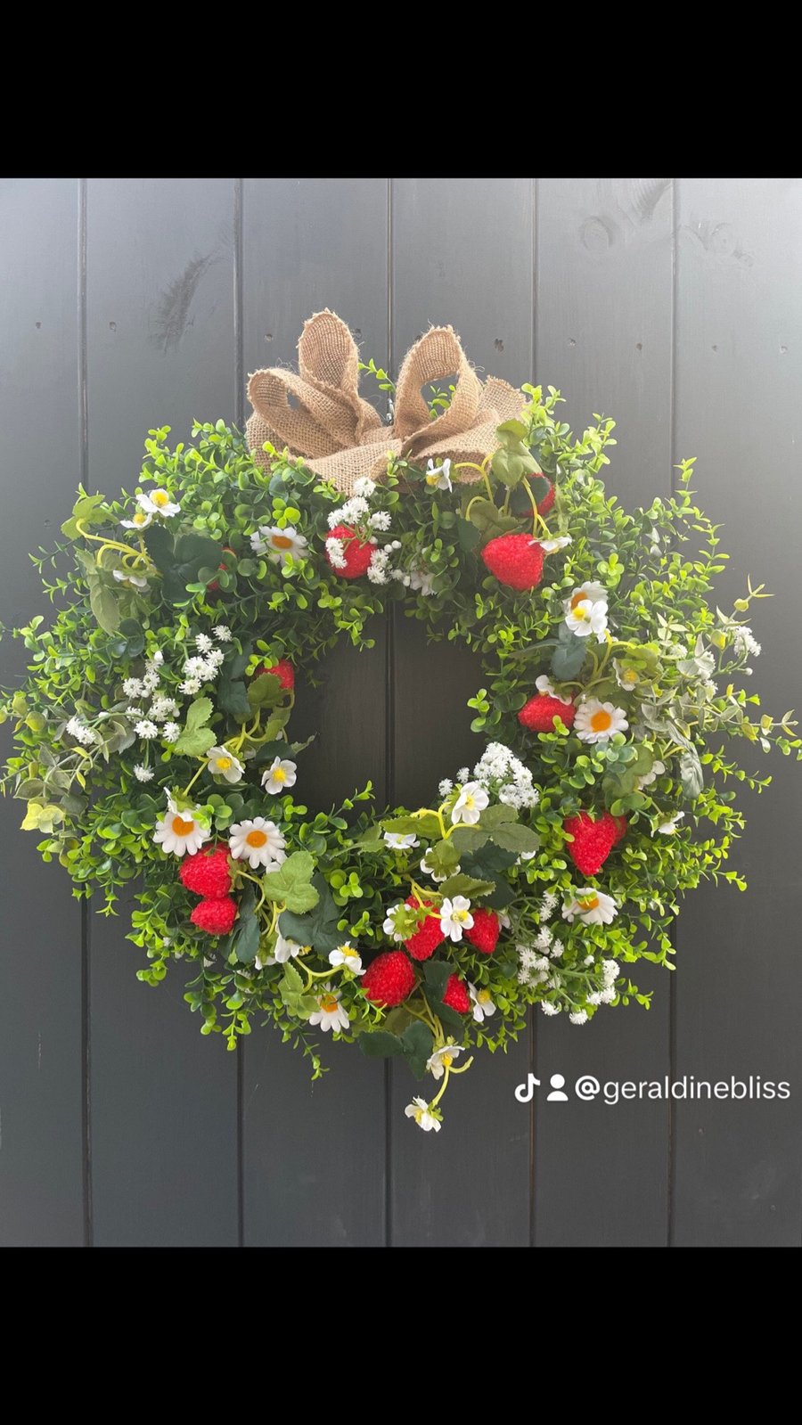 40cm Strawberry and Boux artifcal wreath 