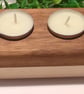 Mahogany and ash tea light holder