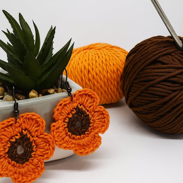 Autumn Glow Round Crochet Earrings