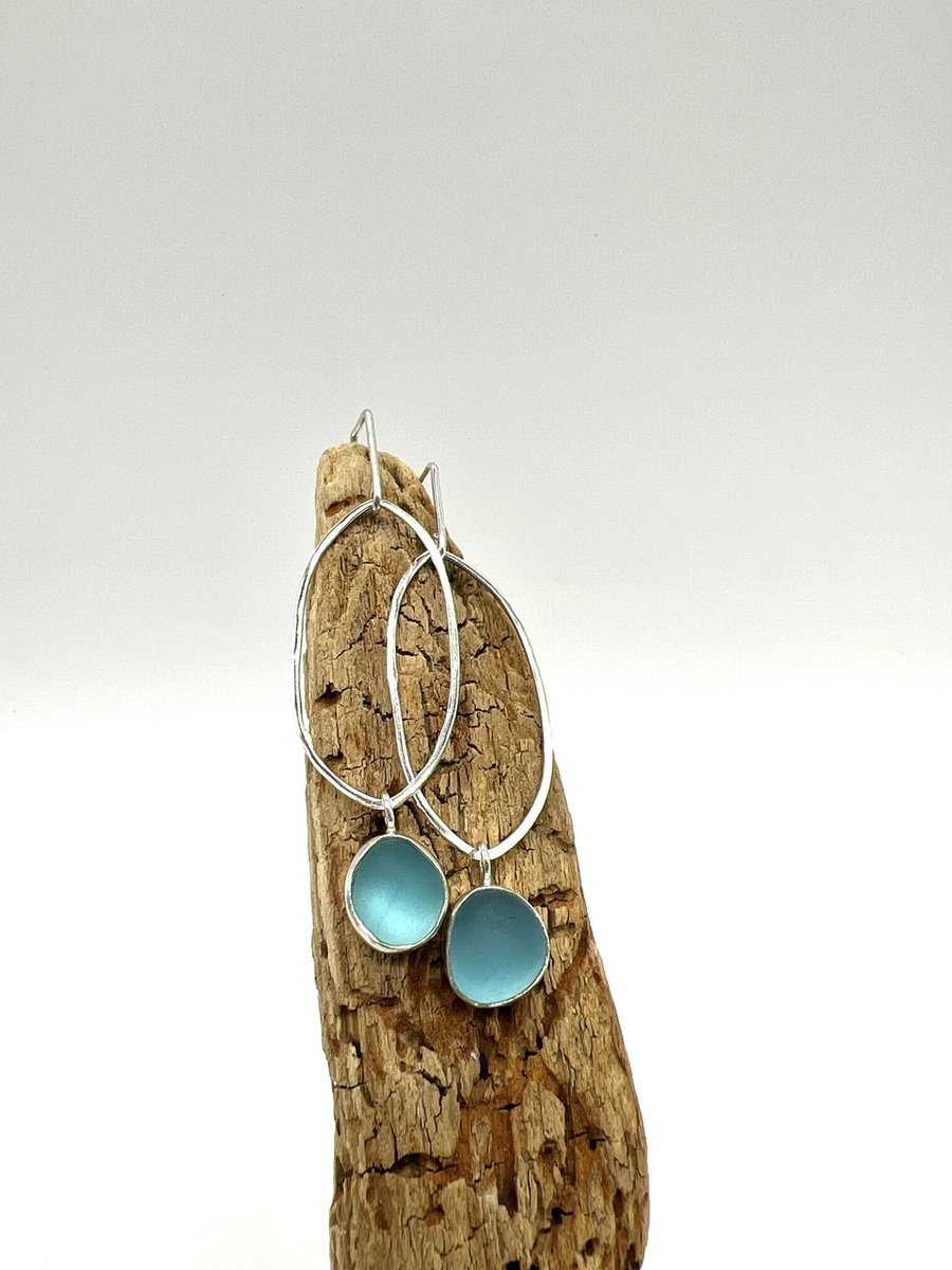 Light Blue Sea Glass Earrings