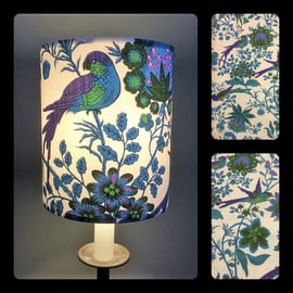 Purple and Blue Jonelle Spice Island BIRD VIntage fabric Lampshade