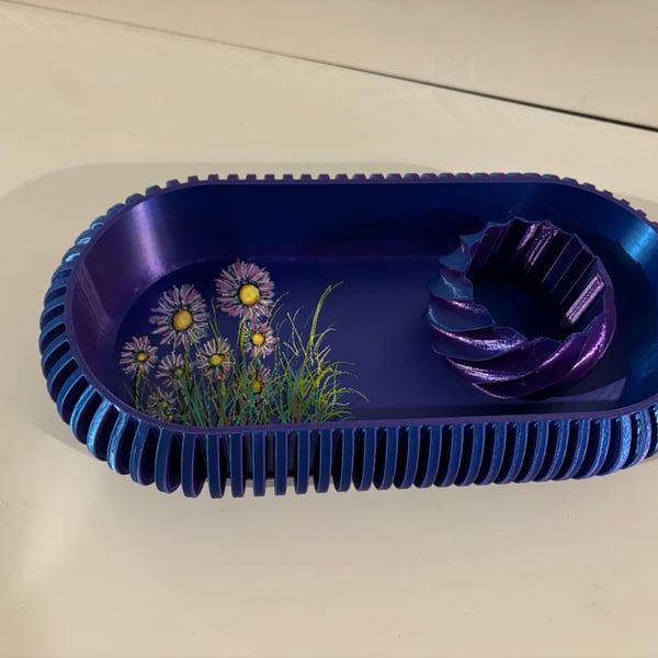 A hand painted tray and bowl set by Andrew Jenkins