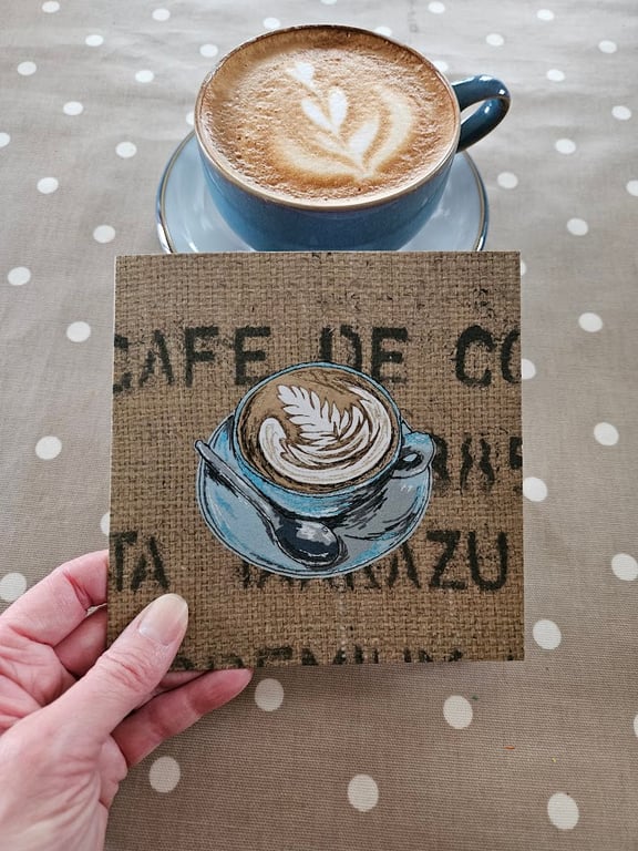 Coffee cup card, coffee lovers, blank cards, thinking of you card