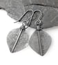 Large silver leaf spear earrings - Image 9