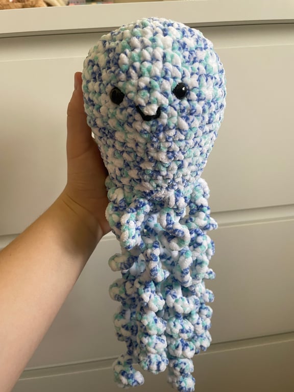 blue crochet handmade octopus!