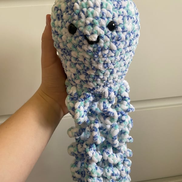 blue crochet handmade octopus!