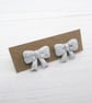 White Glitter bow earrings, stud or huggie hoops - Image 6