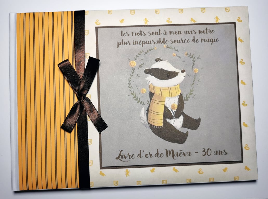 Harry Potter birthday guest book, Hufflepuff guest book, gift