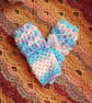 Pale blue Dragonscale Fingerless gloves, crochet - Image 1