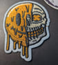 Smiley Face Skull Half-Melted Embroidered Iron-On Patch - 5.2x7cm - Image 1