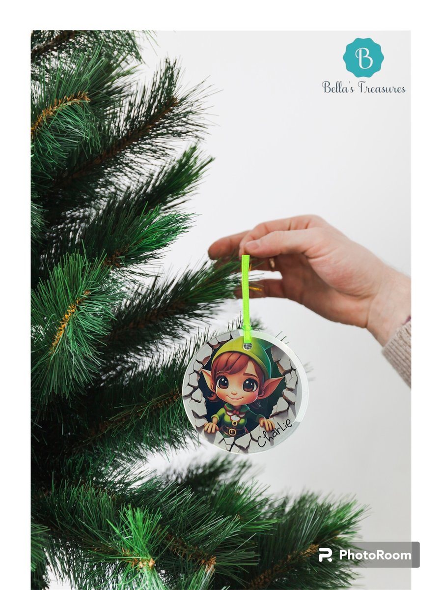 Personalised elf bauble 