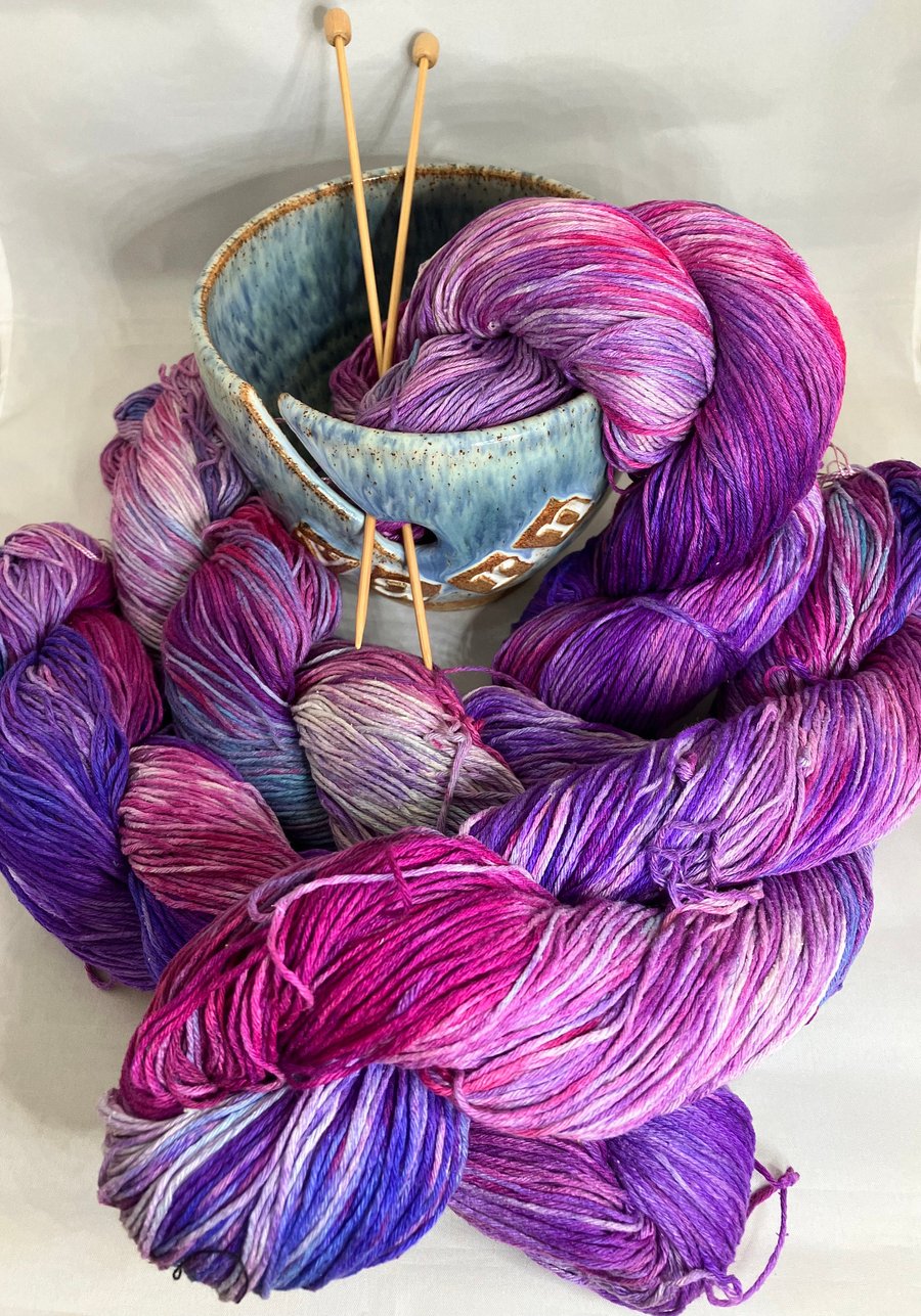 Bourette Silk Yarn, 100g Skein, Hand Dyed, Colour: 'Berry Delight'