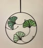 Stained Glass Ginkgo Leaf Wall Hanging Botanical Green Handmade Wall Hanging