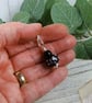 Black Flower Glass Bead Pendant, Sterling Silver & Onyx - Chain is Optional - Image 5
