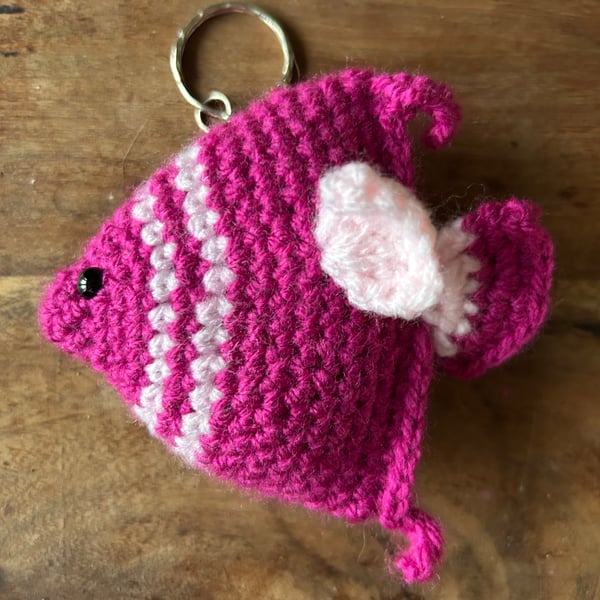 Felicity the Angel Fish – Pink Crocheted Keyring