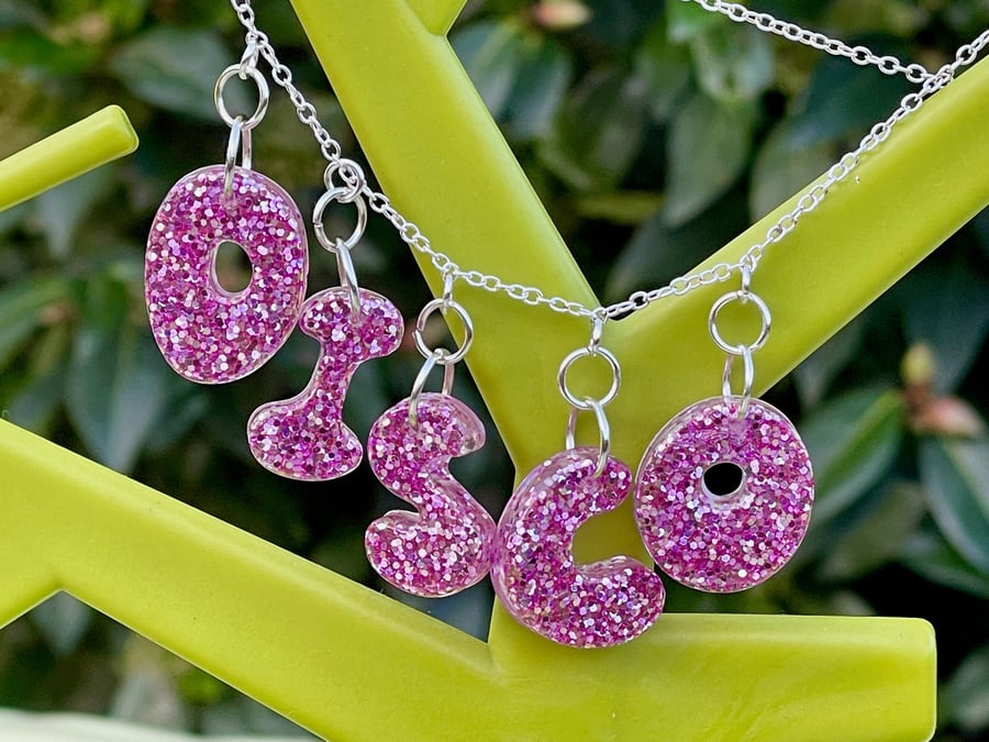 Resin name necklace deals