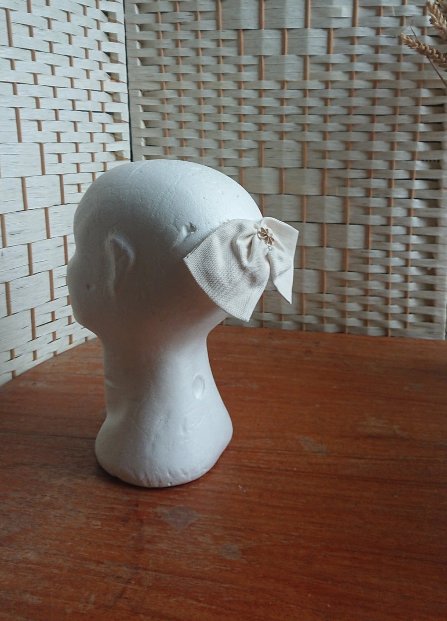 Handmade silk hair bow for a lady, a girl, eco bride, bridesmaid, or flower girl