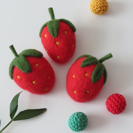 Seconds Sunday- Needle Felted Strawberry Brooch