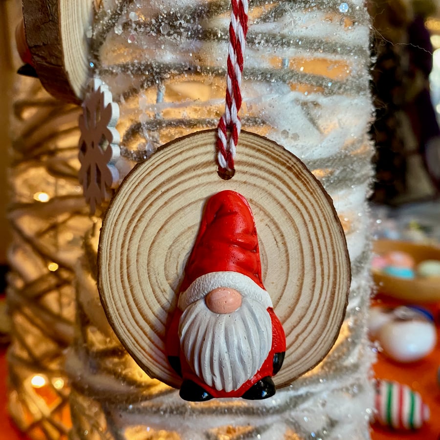 Santa Gonk Wood Slice