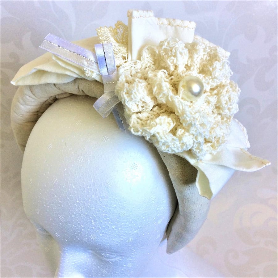 Nude fascinator, Headband Padded Halo hat Headpiece Wedding, Races, ladies hats 