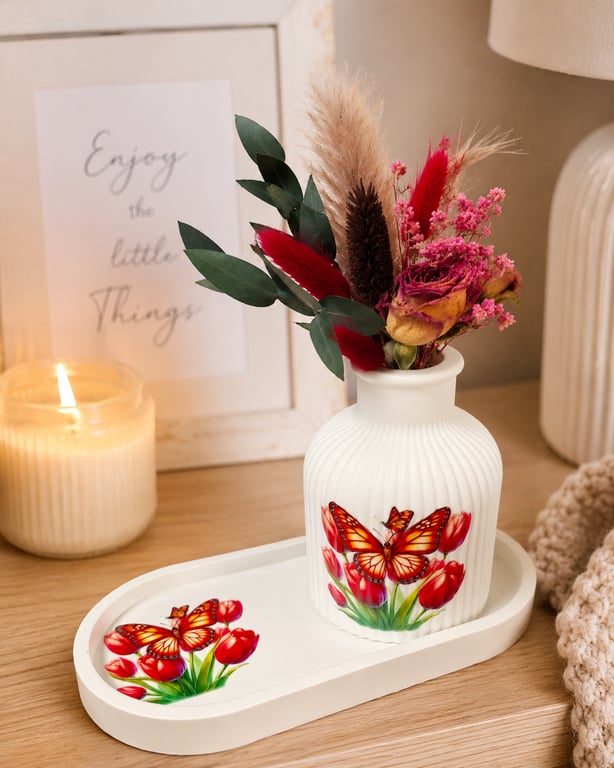 Handmade Butterfly & Tulip Decorative Set 