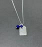Contemporary arch silver pendant - recycled sterling silver - lapis lazuli