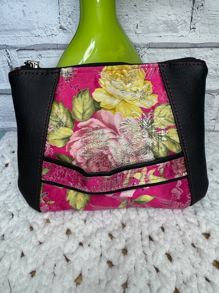 Pink and Black Wristlet clutch bag