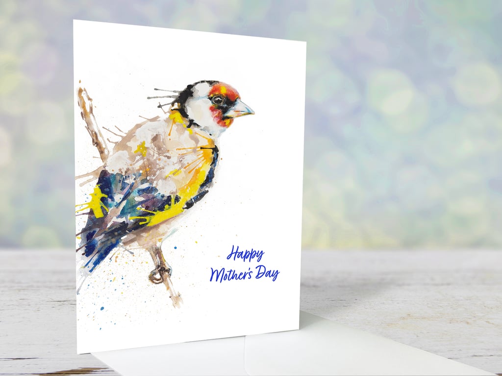 Goldfinch Mother's Day card, premium quality, 5x7