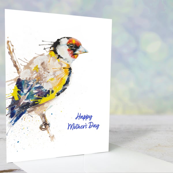 Goldfinch Mother's Day card, premium quality, 5x7