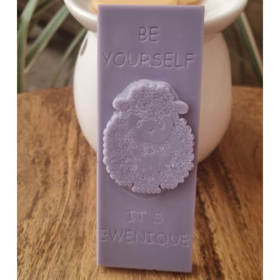 Highly Scented Soy Wax Melt Bar Ewenique Sheep Design Velvet Peony and Oud Gift