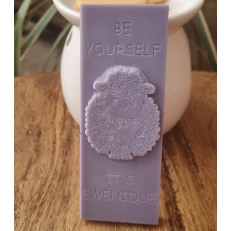 Highly Scented Soy Wax Melt Bar Ewenique Sheep Design Velvet Peony and Oud Gift