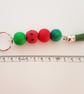 "Sugar Free" Geometric modern round beaded Keyring - Red Watermelon - Image 2