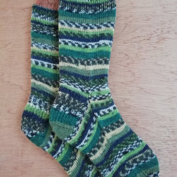 Socks, hand knitted, SMALL, adult size 4-5