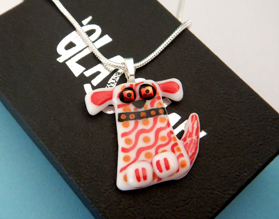 Handmade Fused Glass 'Doggy' Pendant