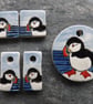 Puffin with blue sea ceramic and sterling silver drop earrings - Image 7