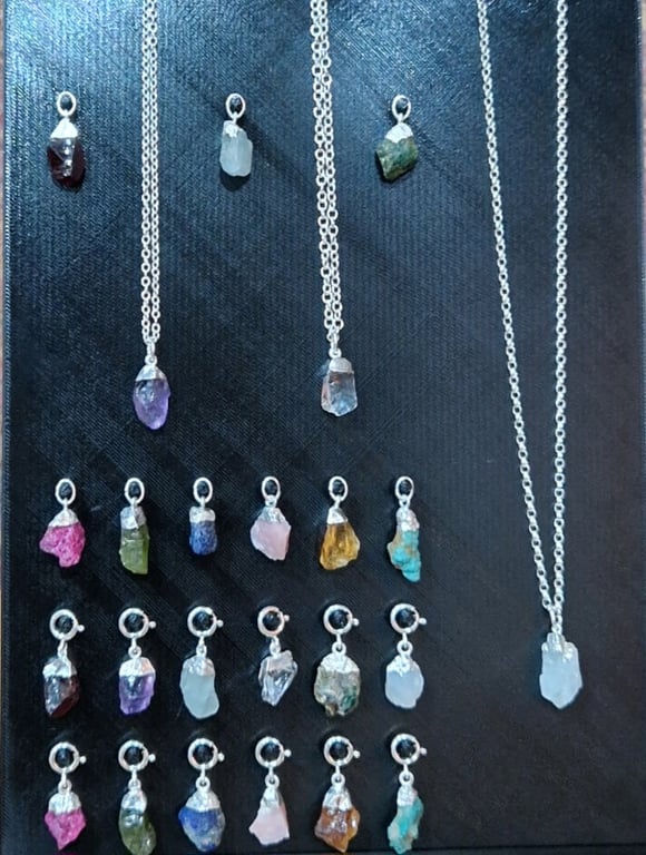 Raw gemstone (birthstone) charms