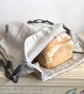 Pure linen large drawstring bread bag with grey drawstring - Image 1