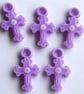 5 x Plastic Purple Crucifix Charm - Image 1