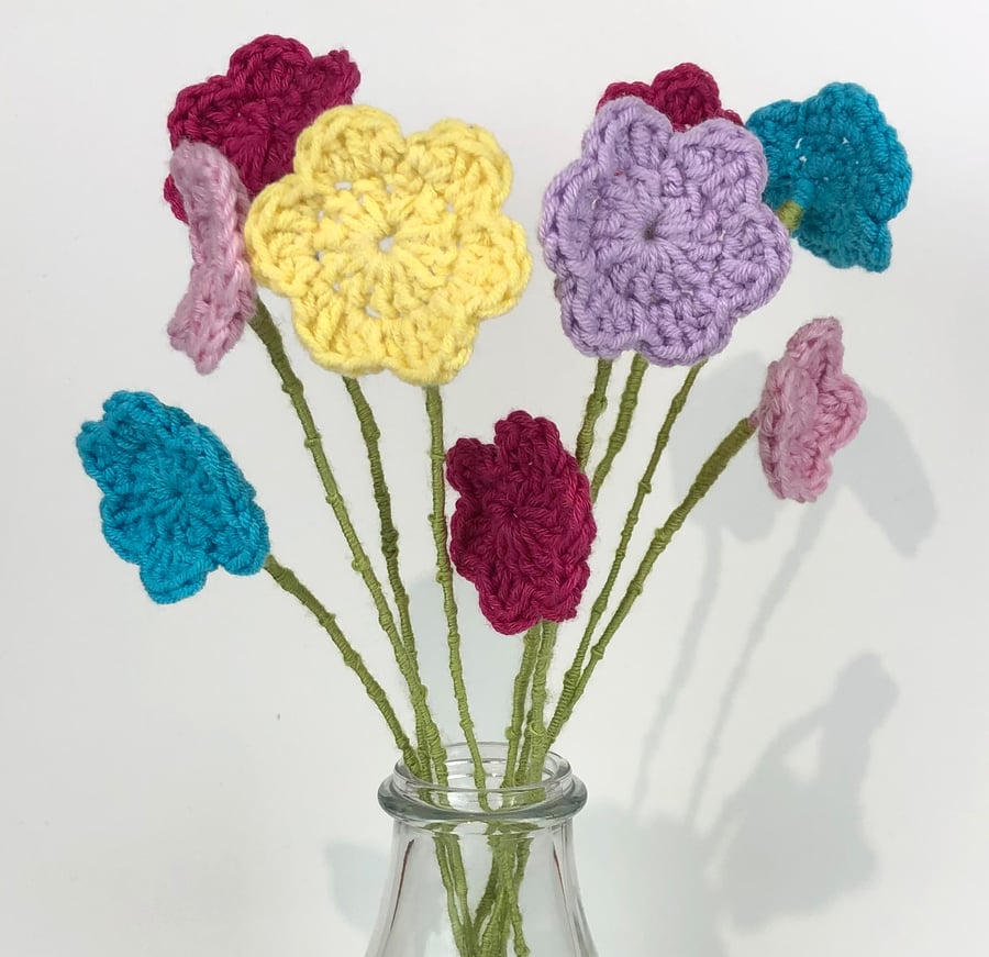 Bunch of Handmade Crocheted Flowers 