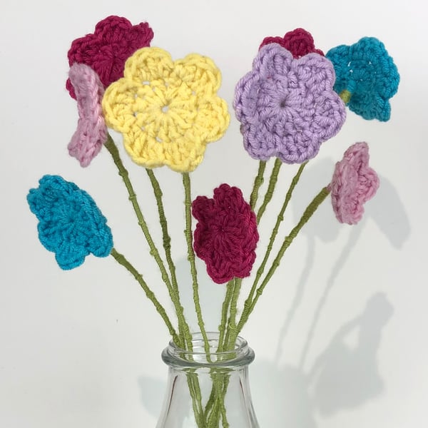 Bunch of Handmade Crocheted Flowers 