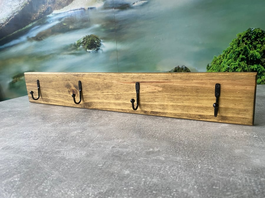 Handmade rustic wooden coat rack