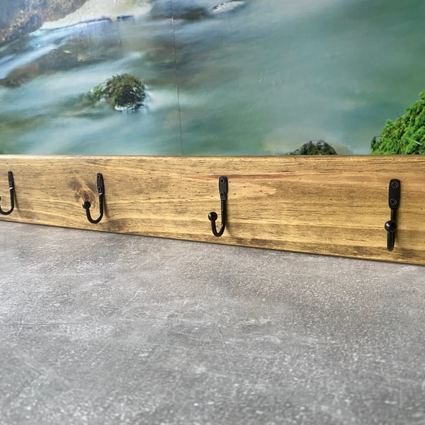 Handmade rustic wooden coat rack