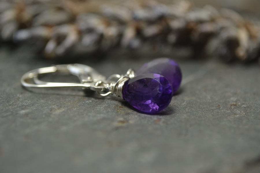 Amethyst and sterling silver earrings - February Birthstone