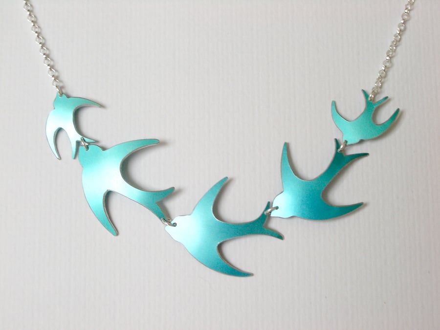 Swallow necklace in sky blue