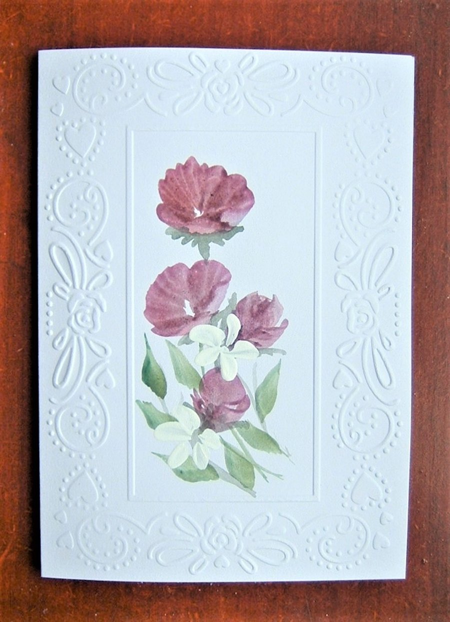 hand painted original art greetings card ( ref F 561)