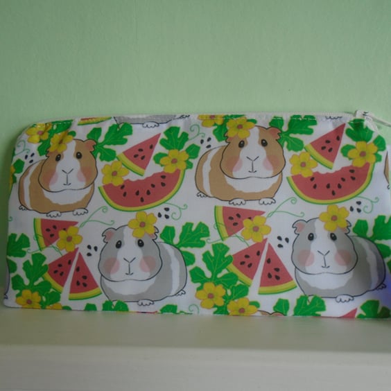 Watermelon & Guinea Pigs Pencil Case or Small Make Up Bag 